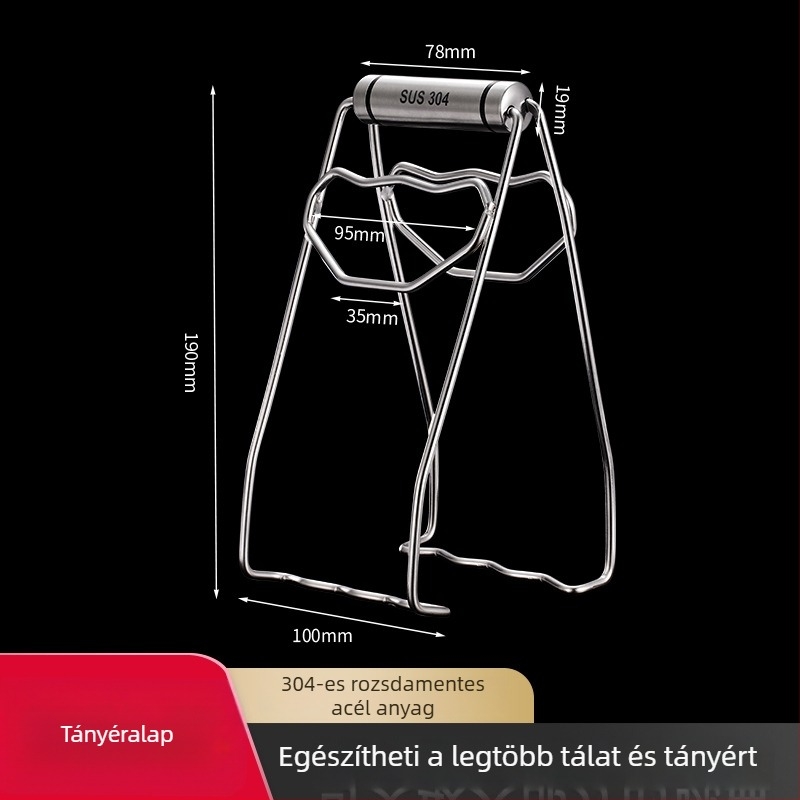 Forróság elleni rozsdamentes acél tálklipsz – csúszásmentes tartó tányérokhoz és párolt ételekhez