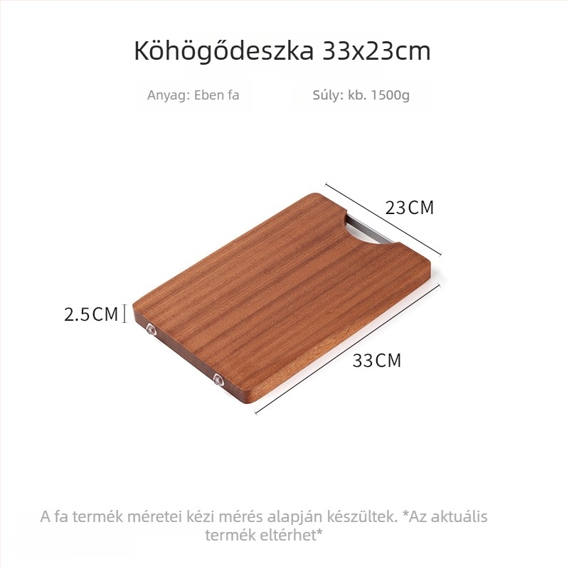 Ebenfa vágódeszka, tömörfa, négyzet alakú, kétoldalas, többfunkciós konyhai vágódeszka