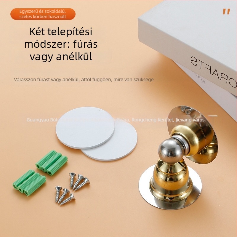 Bell ajtóstopper – rozsdamentes acélból, furat nélkül, Ct-01 falra szerelhető, erős magnet, automatikus működés