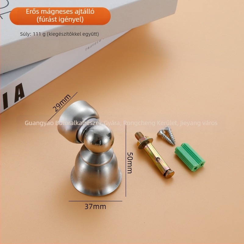 Bell ajtóstopper – rozsdamentes acélból, furat nélkül, Ct-01 falra szerelhető, erős magnet, automatikus működés