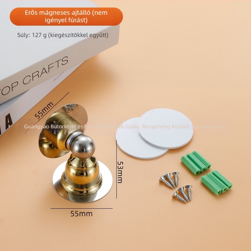 Bell ajtóstopper – rozsdamentes acélból, furat nélkül, Ct-01 falra szerelhető, erős magnet, automatikus működés