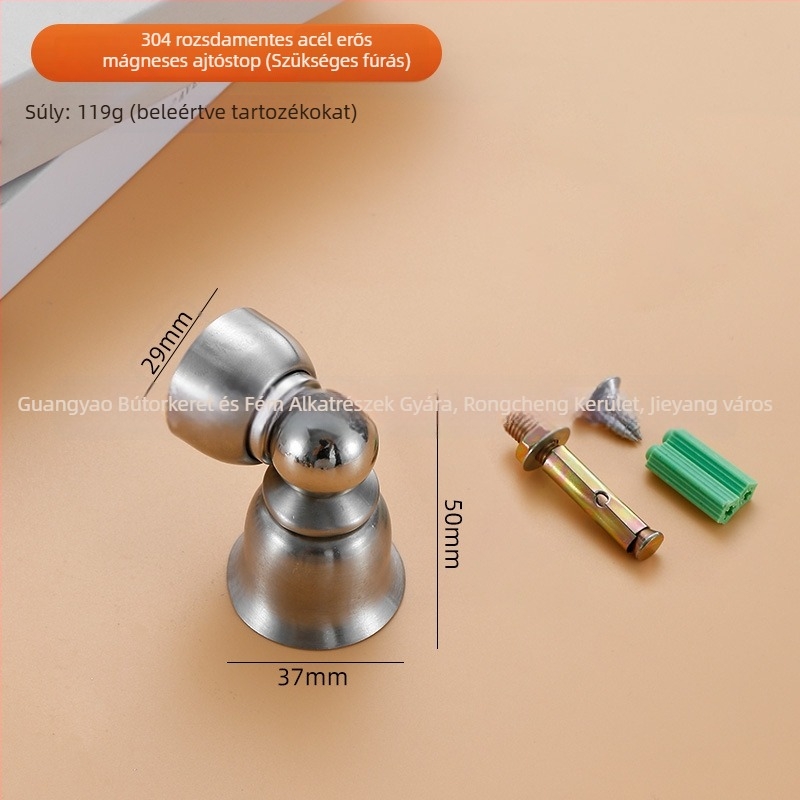 Bell ajtóstopper – rozsdamentes acélból, furat nélkül, Ct-01 falra szerelhető, erős magnet, automatikus működés