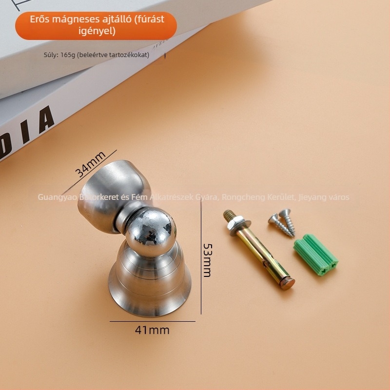 Bell ajtóstopper – rozsdamentes acélból, furat nélkül, Ct-01 falra szerelhető, erős magnet, automatikus működés