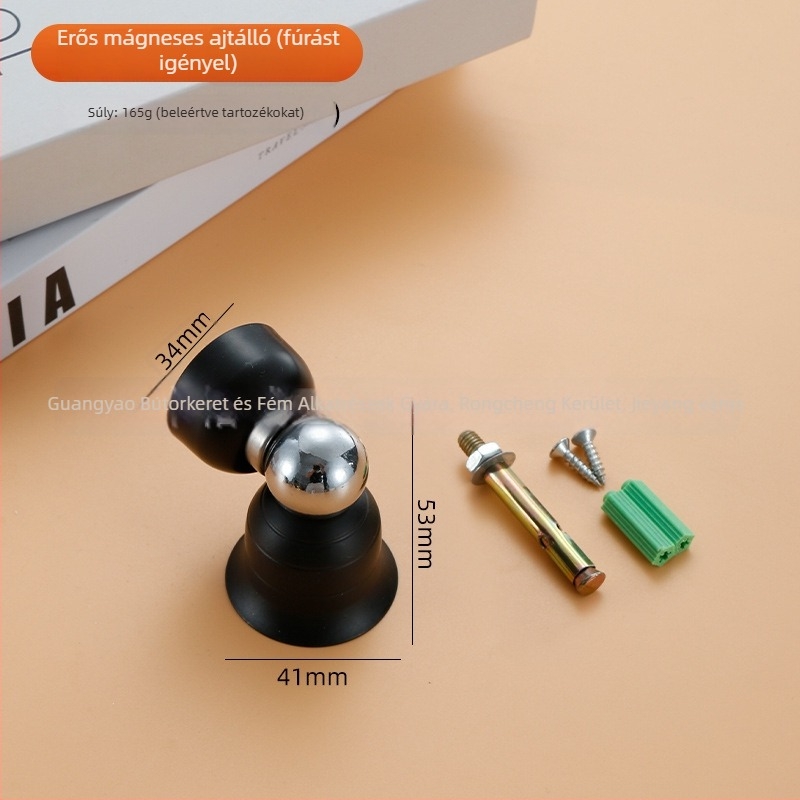 Bell ajtóstopper – rozsdamentes acélból, furat nélkül, Ct-01 falra szerelhető, erős magnet, automatikus működés