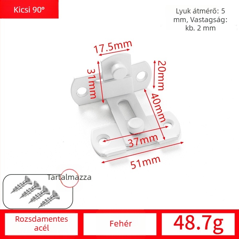 Pillangózár ajtóhoz, rozsdamentes acélból, drótos felületkezelés, modell 001, modern egyszerű stílus