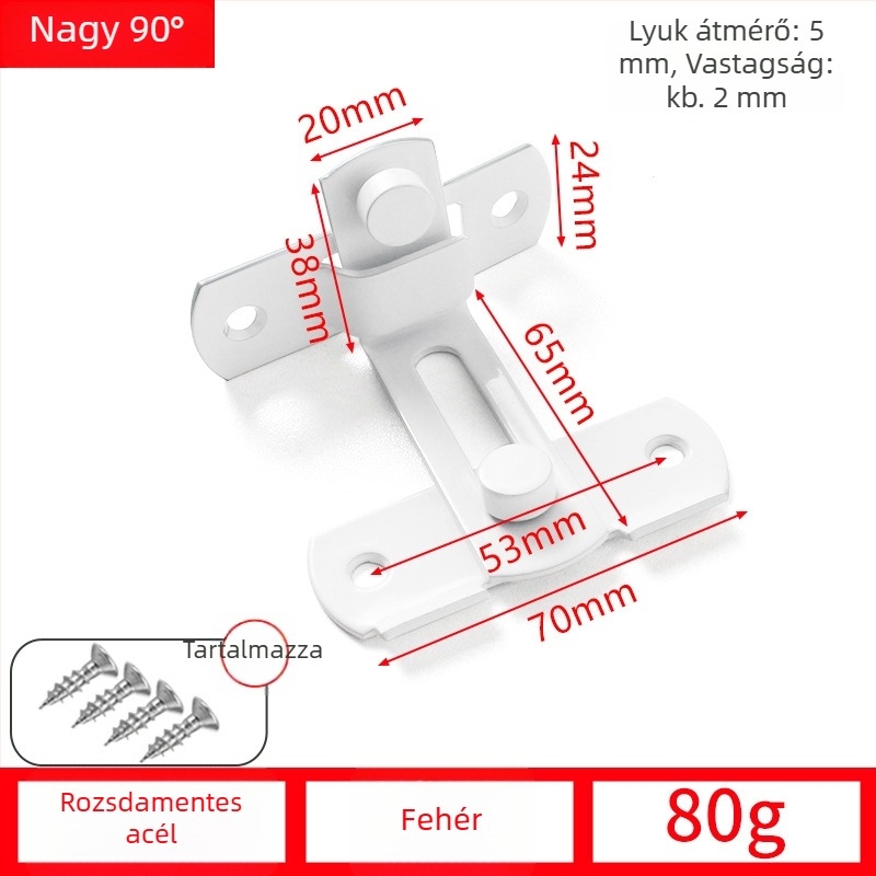 Pillangózár ajtóhoz, rozsdamentes acélból, drótos felületkezelés, modell 001, modern egyszerű stílus