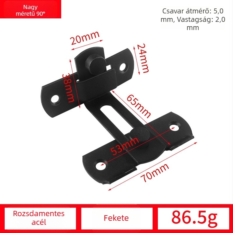 Pillangózár ajtóhoz, rozsdamentes acélból, drótos felületkezelés, modell 001, modern egyszerű stílus