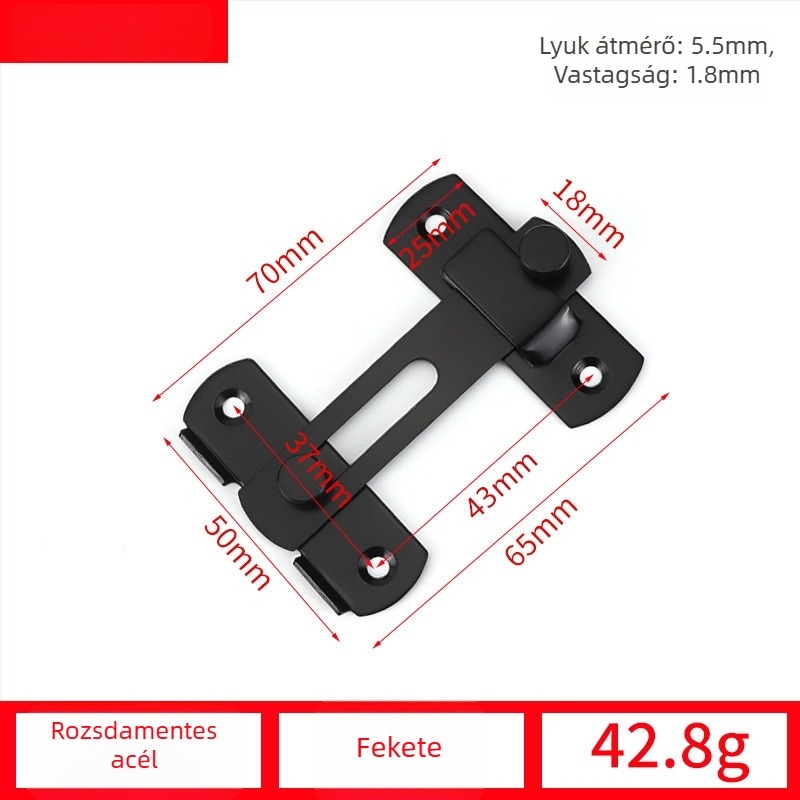 Pillangózár ajtóhoz, rozsdamentes acélból, drótos felületkezelés, modell 001, modern egyszerű stílus