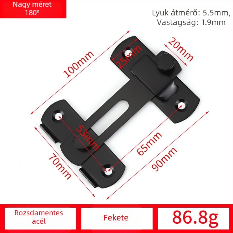 Pillangózár ajtóhoz, rozsdamentes acélból, drótos felületkezelés, modell 001, modern egyszerű stílus