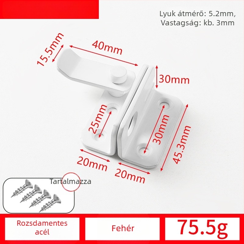Pillangózár ajtóhoz, rozsdamentes acélból, drótos felületkezelés, modell 001, modern egyszerű stílus