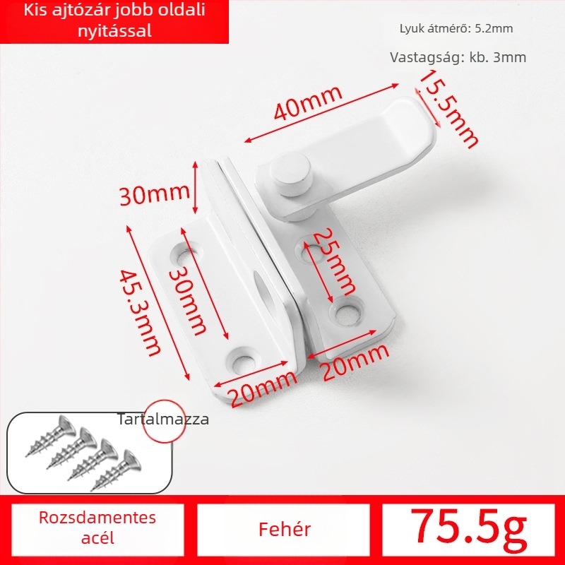 Pillangózár ajtóhoz, rozsdamentes acélból, drótos felületkezelés, modell 001, modern egyszerű stílus