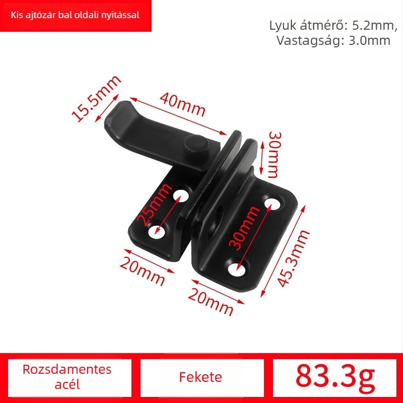 Pillangózár ajtóhoz, rozsdamentes acélból, drótos felületkezelés, modell 001, modern egyszerű stílus