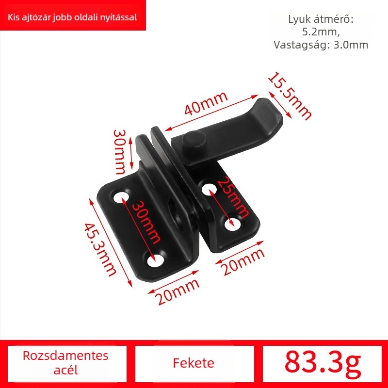 Pillangózár ajtóhoz, rozsdamentes acélból, drótos felületkezelés, modell 001, modern egyszerű stílus