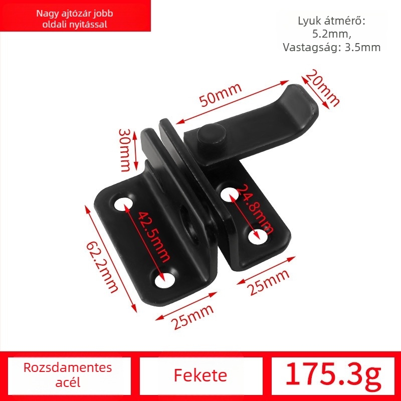 Pillangózár ajtóhoz, rozsdamentes acélból, drótos felületkezelés, modell 001, modern egyszerű stílus