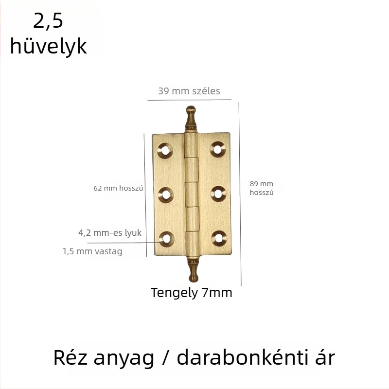 ajtópánt, kefével csiszolt réz-nikkel ötvözetből készült, tömörfa bútorokhoz, termékkód 7703