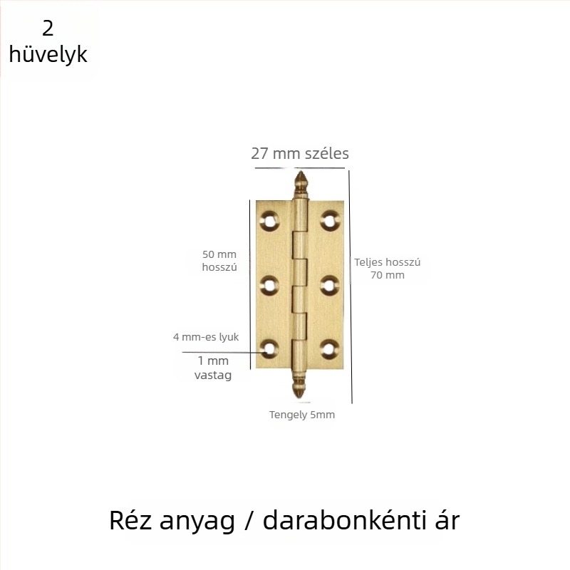 ajtópánt, kefével csiszolt réz-nikkel ötvözetből készült, tömörfa bútorokhoz, termékkód 7703