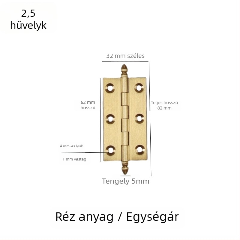 ajtópánt, kefével csiszolt réz-nikkel ötvözetből készült, tömörfa bútorokhoz, termékkód 7703