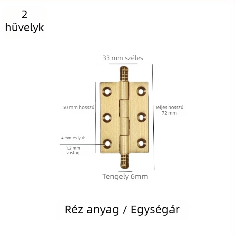 ajtópánt, kefével csiszolt réz-nikkel ötvözetből készült, tömörfa bútorokhoz, termékkód 7703