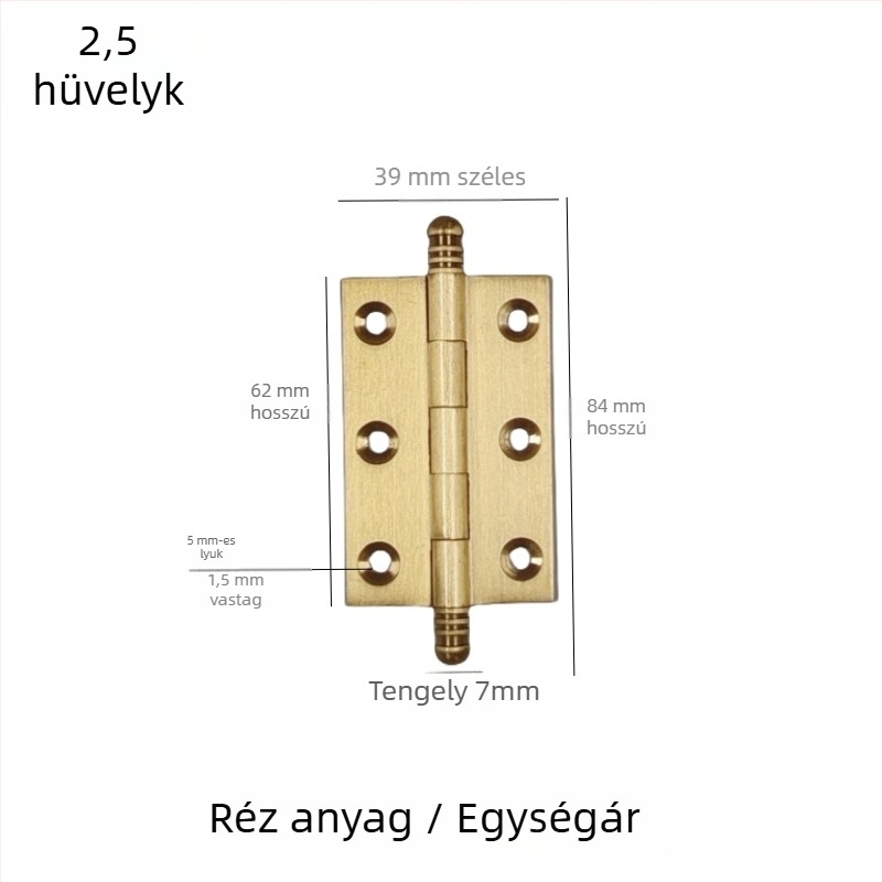 ajtópánt, kefével csiszolt réz-nikkel ötvözetből készült, tömörfa bútorokhoz, termékkód 7703
