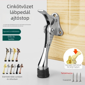 Lábas működtetésű ajtóstop, cinkötvözet, elektroplakolt felület, falra szerelhető CT-01, kézi irányítás, Feiyang, modern minimalist stílus