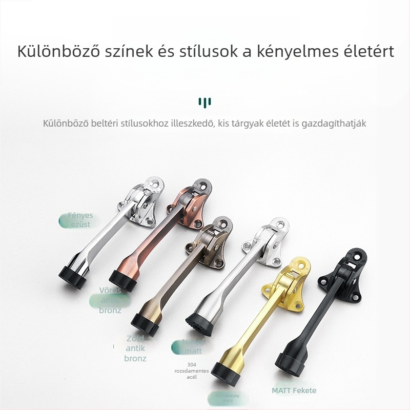 Lábas működtetésű ajtóstop, cinkötvözet, elektroplakolt felület, falra szerelhető CT-01, kézi irányítás, Feiyang, modern minimalist stílus