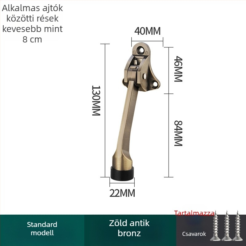 Lábas működtetésű ajtóstop, cinkötvözet, elektroplakolt felület, falra szerelhető CT-01, kézi irányítás, Feiyang, modern minimalist stílus