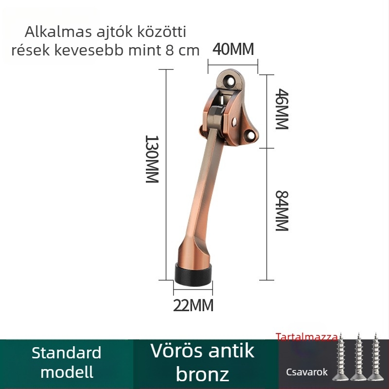 Lábas működtetésű ajtóstop, cinkötvözet, elektroplakolt felület, falra szerelhető CT-01, kézi irányítás, Feiyang, modern minimalist stílus