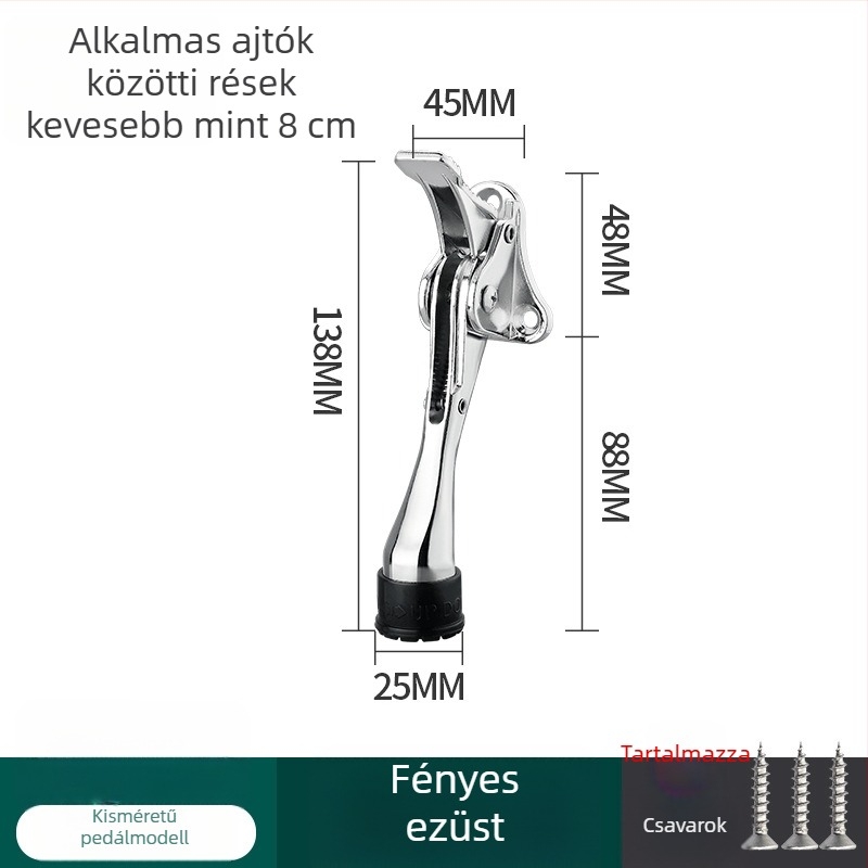 Lábas működtetésű ajtóstop, cinkötvözet, elektroplakolt felület, falra szerelhető CT-01, kézi irányítás, Feiyang, modern minimalist stílus