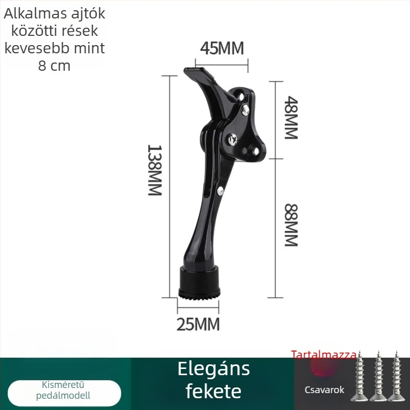 Lábas működtetésű ajtóstop, cinkötvözet, elektroplakolt felület, falra szerelhető CT-01, kézi irányítás, Feiyang, modern minimalist stílus