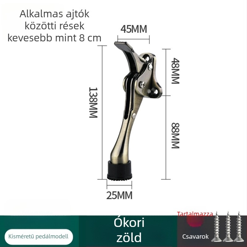 Lábas működtetésű ajtóstop, cinkötvözet, elektroplakolt felület, falra szerelhető CT-01, kézi irányítás, Feiyang, modern minimalist stílus