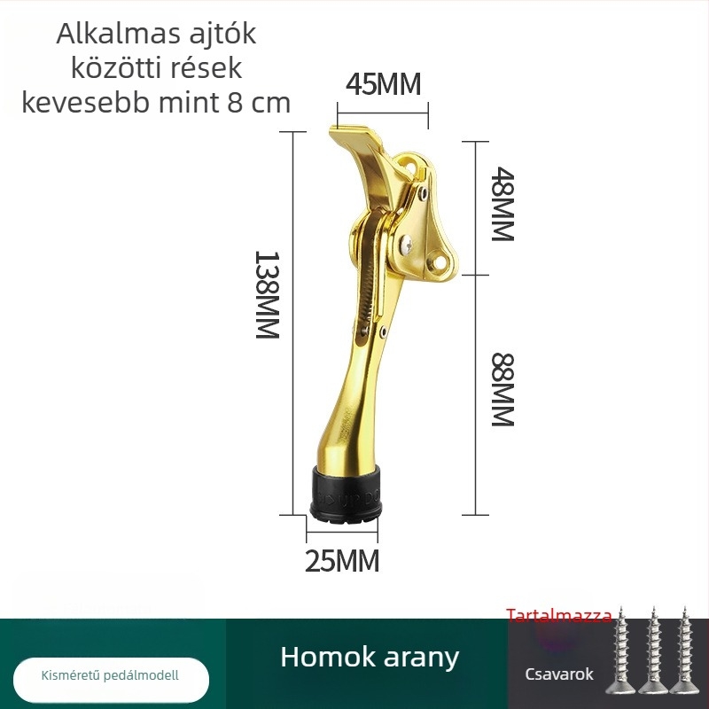 Lábas működtetésű ajtóstop, cinkötvözet, elektroplakolt felület, falra szerelhető CT-01, kézi irányítás, Feiyang, modern minimalist stílus