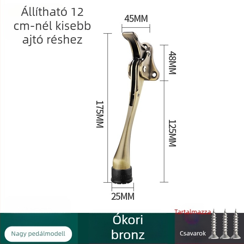 Lábas működtetésű ajtóstop, cinkötvözet, elektroplakolt felület, falra szerelhető CT-01, kézi irányítás, Feiyang, modern minimalist stílus