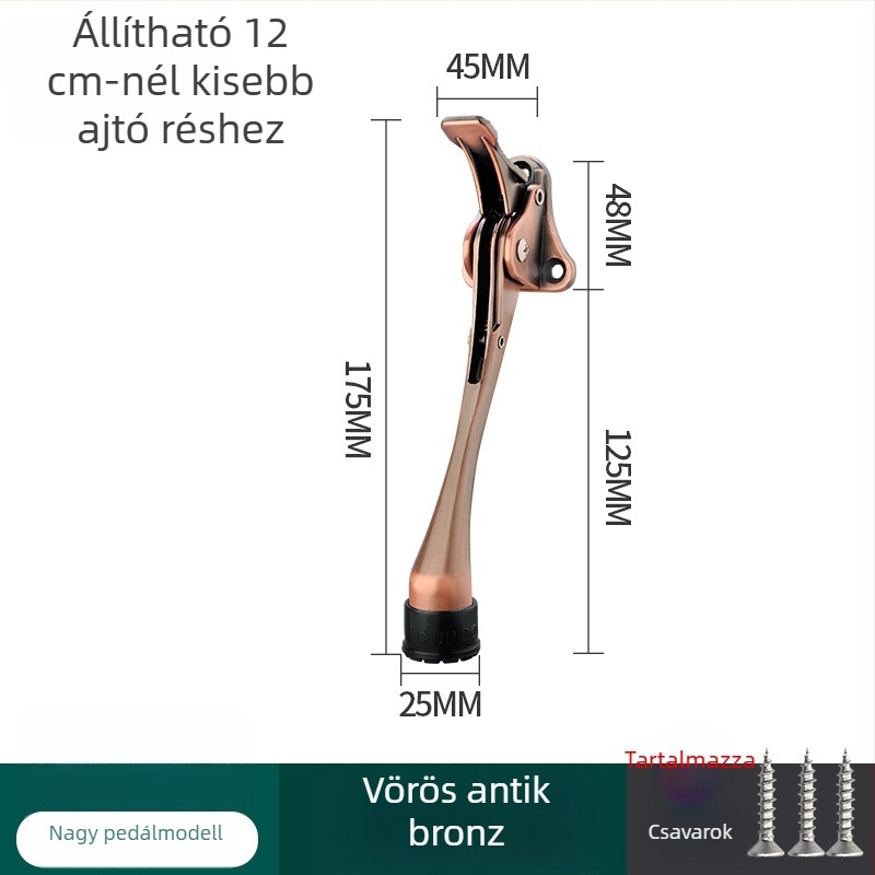 Lábas működtetésű ajtóstop, cinkötvözet, elektroplakolt felület, falra szerelhető CT-01, kézi irányítás, Feiyang, modern minimalist stílus