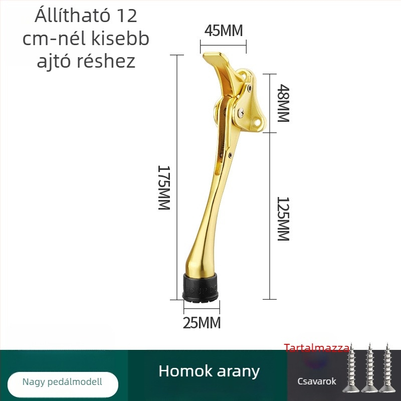 Lábas működtetésű ajtóstop, cinkötvözet, elektroplakolt felület, falra szerelhető CT-01, kézi irányítás, Feiyang, modern minimalist stílus