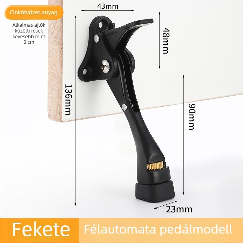 Lábas működtetésű ajtóstop, cinkötvözet, elektroplakolt felület, falra szerelhető CT-01, kézi irányítás, Feiyang, modern minimalist stílus