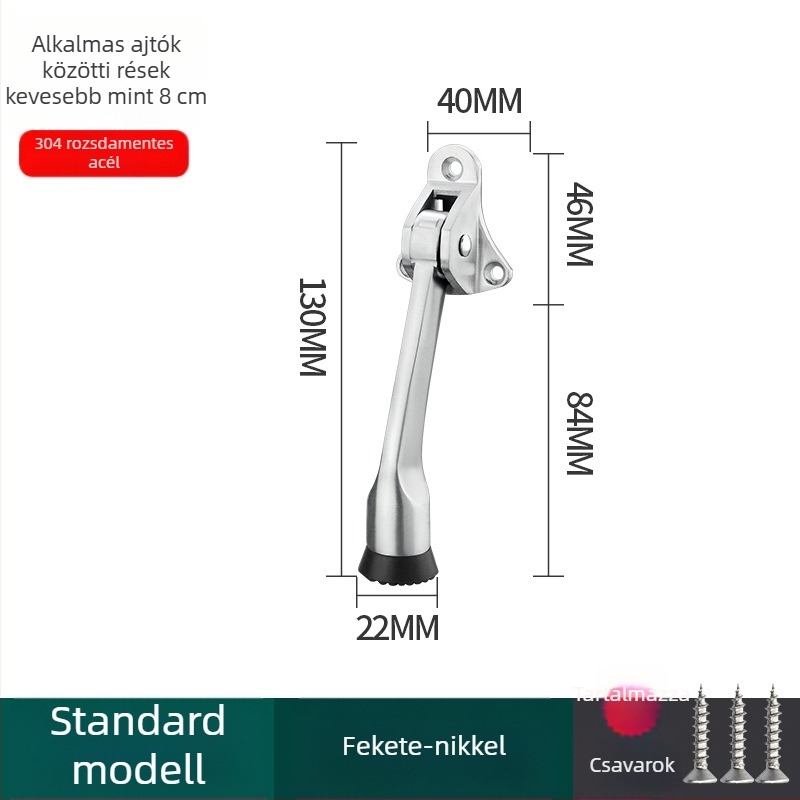 Lábas működtetésű ajtóstop, cinkötvözet, elektroplakolt felület, falra szerelhető CT-01, kézi irányítás, Feiyang, modern minimalist stílus