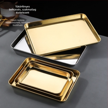 Koreai stílusú rozsdamentes acél négyszögletes tál, mikrohullámú sütőben használható, modern minimalista dizájn, prémium minőség