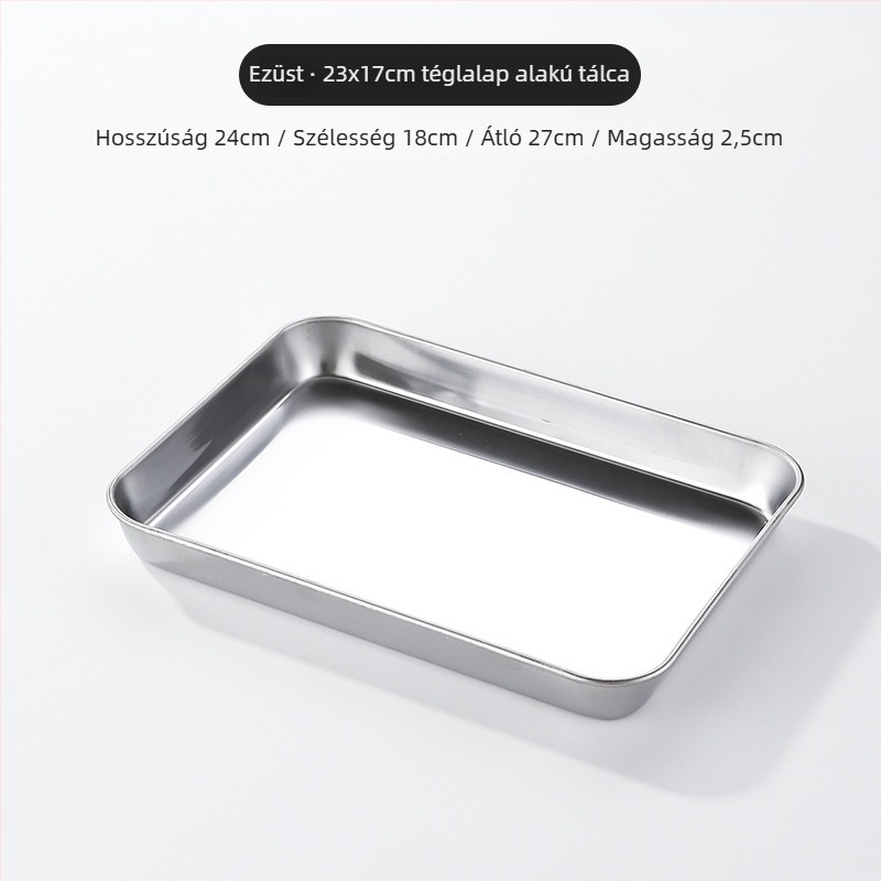 Koreai stílusú rozsdamentes acél négyszögletes tál, mikrohullámú sütőben használható, modern minimalista dizájn, prémium minőség