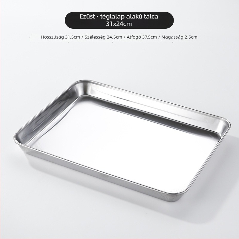 Koreai stílusú rozsdamentes acél négyszögletes tál, mikrohullámú sütőben használható, modern minimalista dizájn, prémium minőség