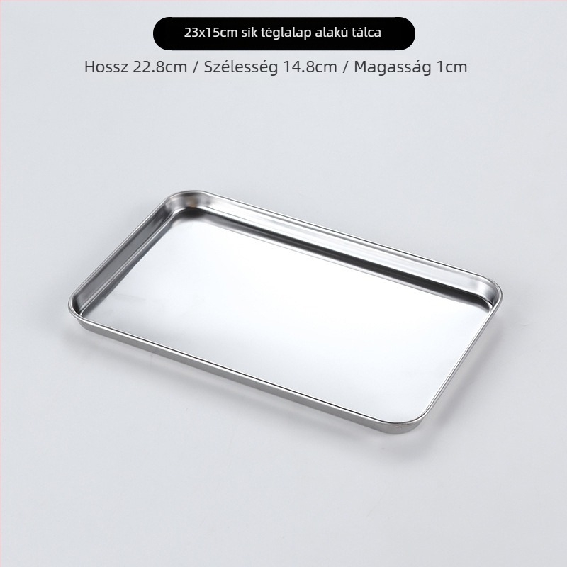 Koreai stílusú rozsdamentes acél négyszögletes tál, mikrohullámú sütőben használható, modern minimalista dizájn, prémium minőség