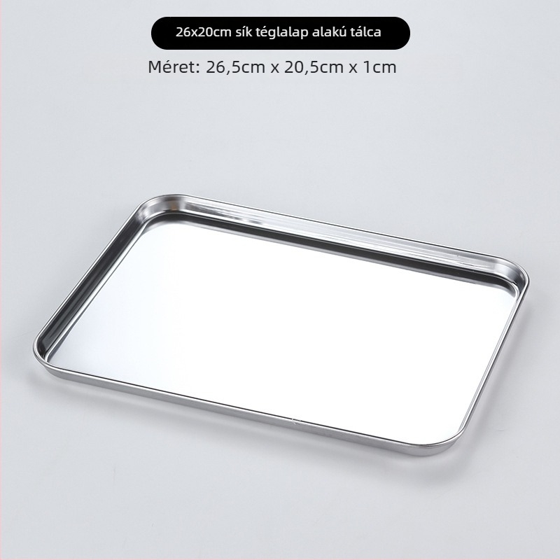 Koreai stílusú rozsdamentes acél négyszögletes tál, mikrohullámú sütőben használható, modern minimalista dizájn, prémium minőség