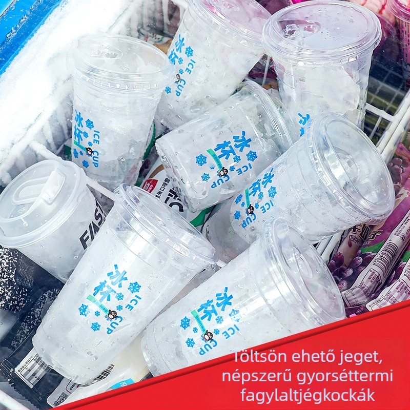 Egyszer használatos PET műanyag pohár hideg italokhoz, ovális alak, átlátszó kivitel, 401–500 ml térfogat, tej- vagy kávéitalokhoz alkalmas