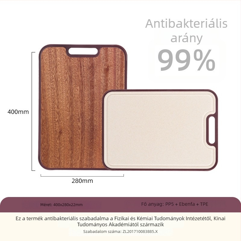 304 rozsdamentes acél vágódeszka – antibakteriális, csúszásmentes, kétoldalas, konyhai