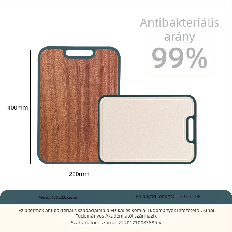 304 rozsdamentes acél vágódeszka – antibakteriális, csúszásmentes, kétoldalas, konyhai