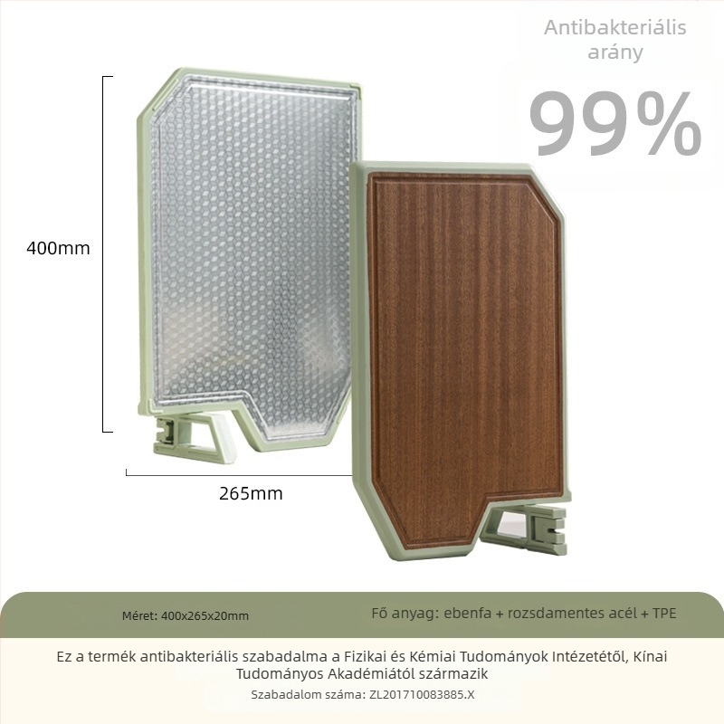 304 rozsdamentes acél vágódeszka – antibakteriális, csúszásmentes, kétoldalas, konyhai