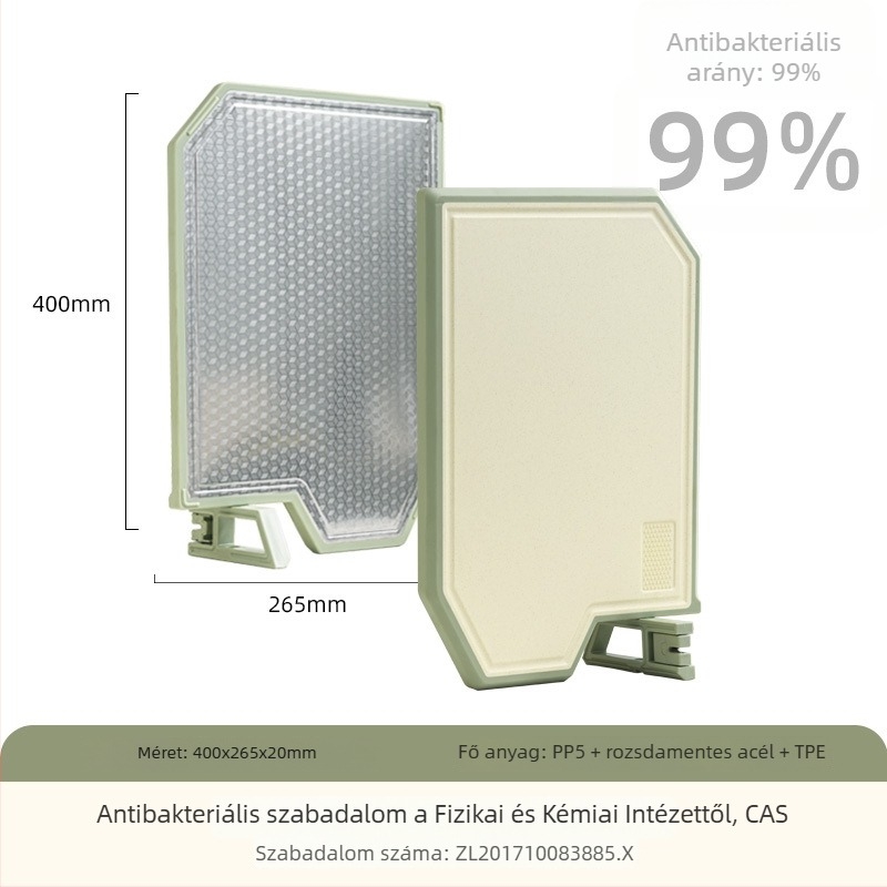 304 rozsdamentes acél vágódeszka – antibakteriális, csúszásmentes, kétoldalas, konyhai