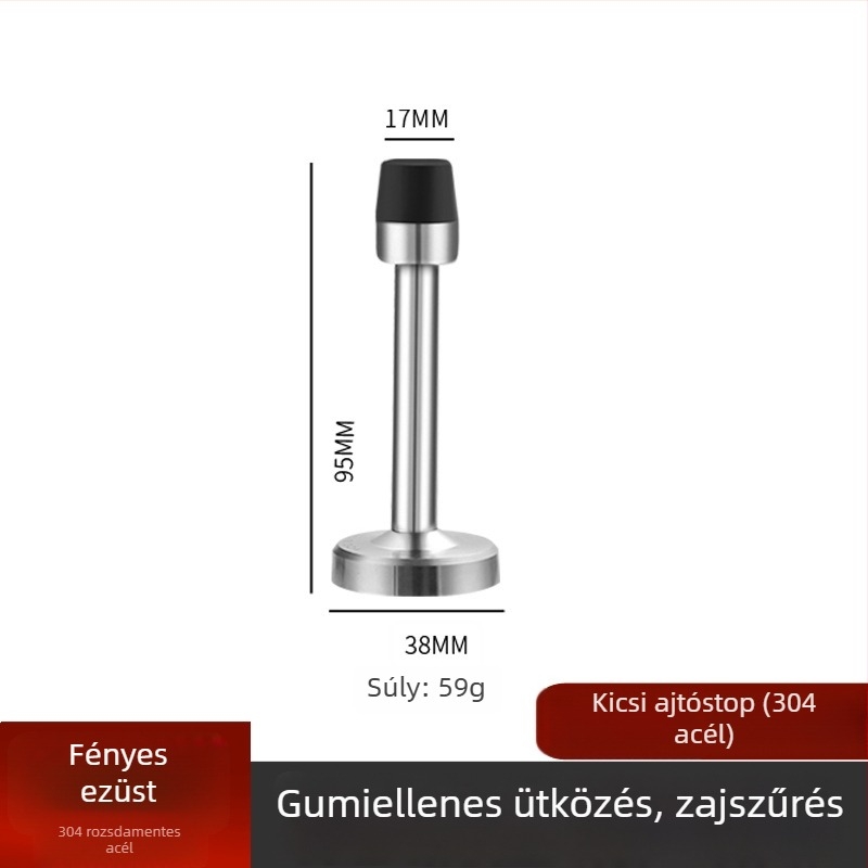 Ajtó felső rész – anti-ütközés, falra szerelt, rozsdamentes acél (304/201) vagy cinkötvözet, felület polírozott/galvanizált, megnövelt magasság, kézi működtetés