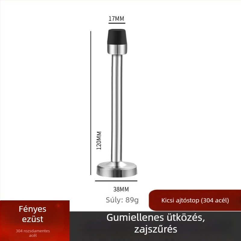 Ajtó felső rész – anti-ütközés, falra szerelt, rozsdamentes acél (304/201) vagy cinkötvözet, felület polírozott/galvanizált, megnövelt magasság, kézi működtetés