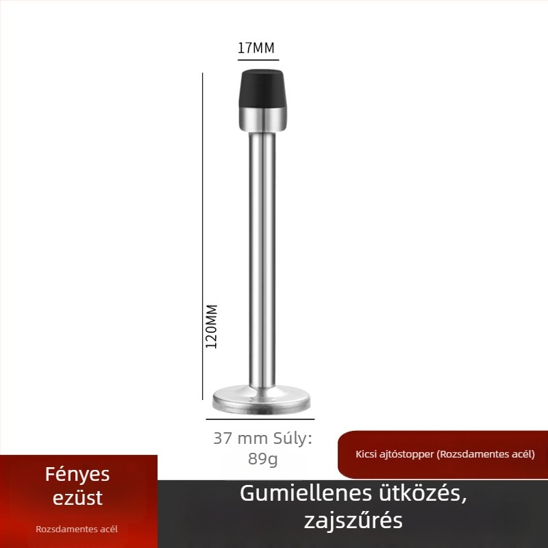 Ajtó felső rész – anti-ütközés, falra szerelt, rozsdamentes acél (304/201) vagy cinkötvözet, felület polírozott/galvanizált, megnövelt magasság, kézi működtetés
