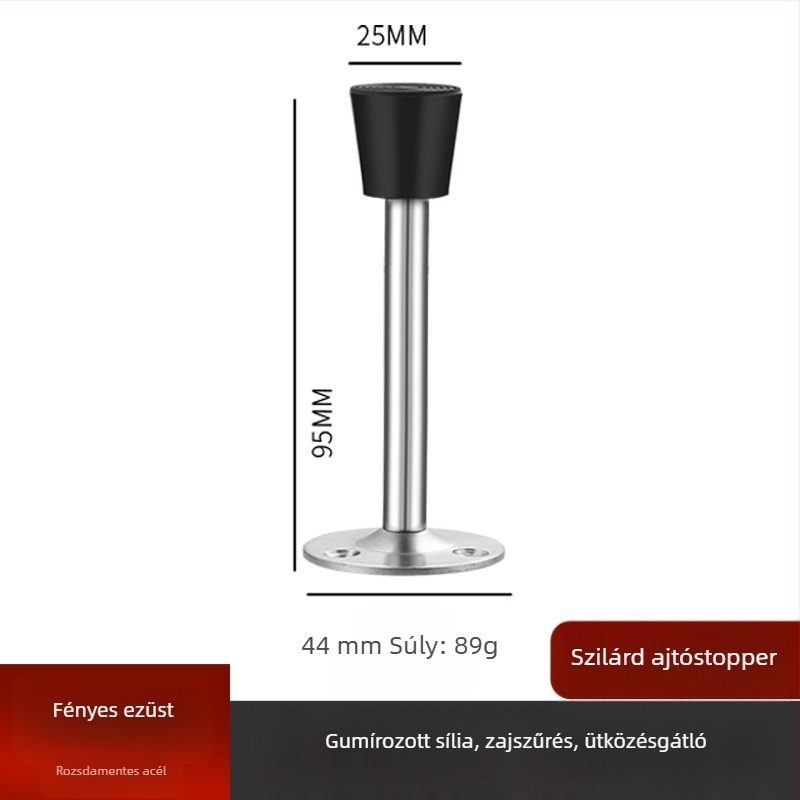 Ajtó felső rész – anti-ütközés, falra szerelt, rozsdamentes acél (304/201) vagy cinkötvözet, felület polírozott/galvanizált, megnövelt magasság, kézi működtetés